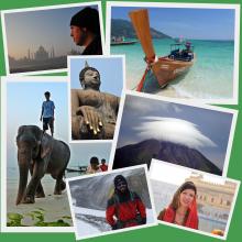Collage de imágenes sobre nuestro viaje diferente de vuelta al mundo